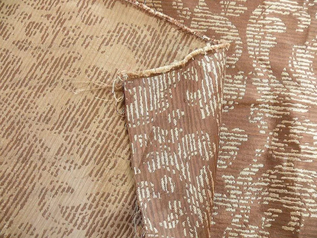 By Yard Filtered Sunray 100% Silk Damask Vine in Pin Stripe Paisley Espresso Brown Beige Strie MSRP USD 275