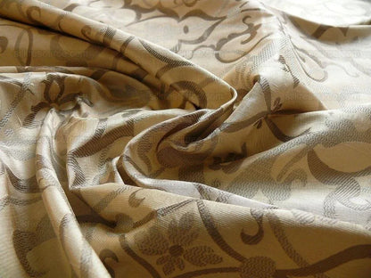 by yard 100% Silk Jacquard Filigree Mural Damask Filigree Mural "incense" Gray Silver Beige Mid Century
