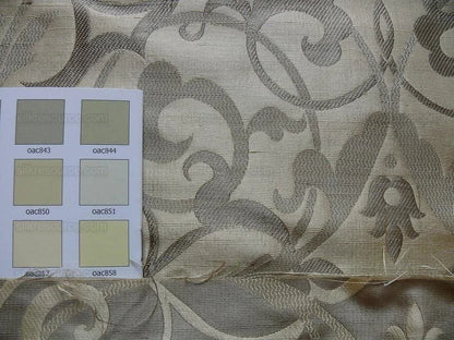 by yard 100% Silk Jacquard Filigree Mural Damask Filigree Mural "incense" Gray Silver Beige Mid Century