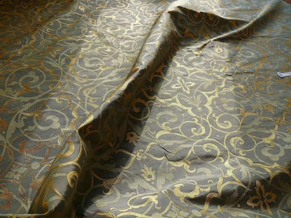 Memo Lending 100% Silk Jacquard Filigree Mural Damask "smoke" Gray Silver Blue Mid Century