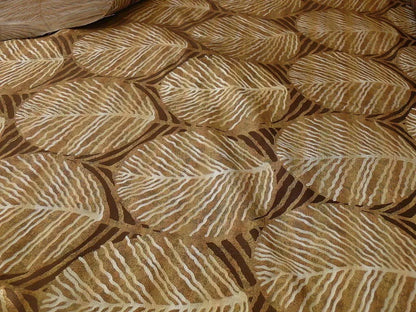 100% Silk Lampas Cedar Tree Linden Leaf "bombay" Tan Silver Foliage Forest Mid-Century Reversible