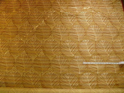 bty 100% Silk Lampas Cedar Tree Linden Leaf "treasure" Tan Brown Foliage Forest Mid-Century Reversible