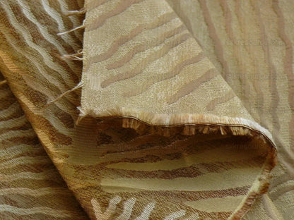 bty 100% Silk Lampas Cedar Tree Linden Leaf "treasure" Tan Brown Foliage Forest Mid-Century Reversible