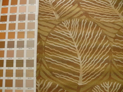 bty 100% Silk Lampas Cedar Tree Linden Leaf "treasure" Tan Brown Foliage Forest Mid-Century Reversible