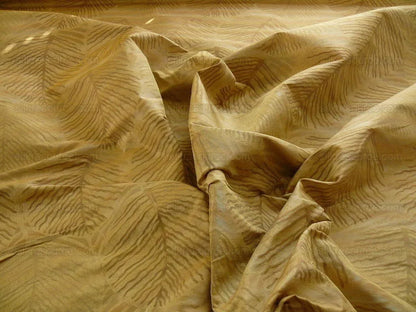 bty 100% Silk Lampas Cedar Tree Linden Leaf "treasure" Tan Brown Foliage Forest Mid-Century Reversible