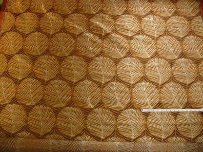 bty 100% Silk Lampas Cedar Tree Linden Leaf "sienna" Brown Orange Foliage Forest Mid-Century Reversible