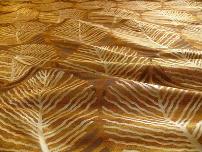 bty 100% Silk Lampas Cedar Tree Linden Leaf "sienna" Brown Orange Foliage Forest Mid-Century Reversible