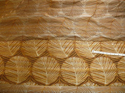 bty 100% Silk Lampas Cedar Tree Linden Leaf "sienna" Brown Orange Foliage Forest Mid-Century Reversible