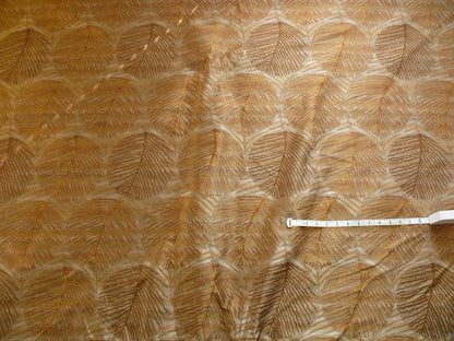 bty 100% Silk Lampas Cedar Tree Linden Leaf "sienna" Brown Orange Foliage Forest Mid-Century Reversible