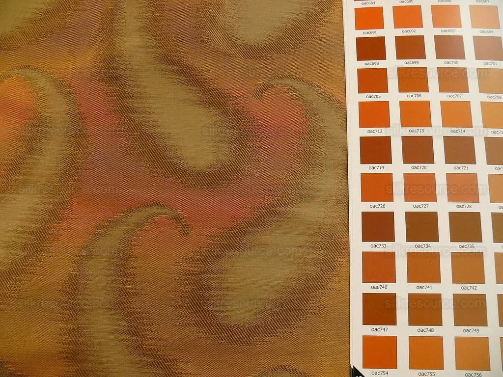 100% Silk Jacquard Hazy Paisley Ikat "vinegar" Orange Gold Yellow Thick Reversible