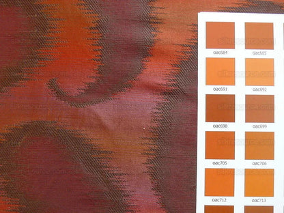 by yard 100% Silk Jacquard Hazy Paisley Ikat "morocco" Red Orange Purple Thick Reversible