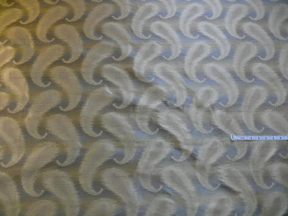 100% Silk Jacquard Hazy Paisley Ikat "almond" Gray Blue Beige Thick Reversible
