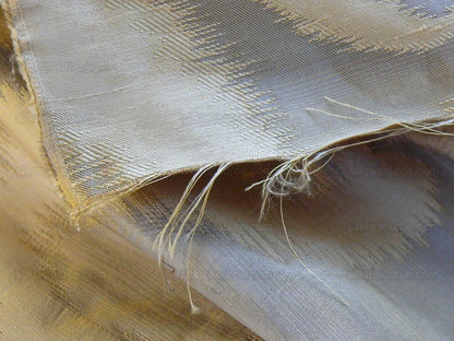 100% Silk Jacquard Hazy Paisley Ikat "almond" Gray Blue Beige Thick Reversible