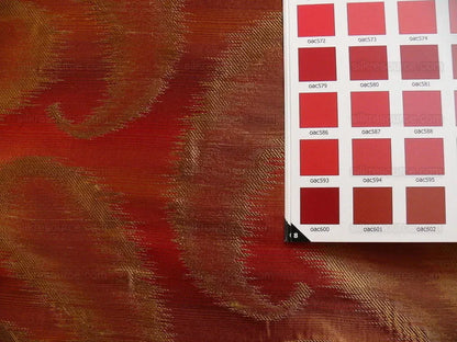 100% Silk Jacquard Hazy Paisley Ikat "tabasco" Red Orange Thick Reversible