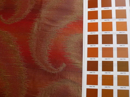 100% Silk Jacquard Hazy Paisley Ikat "tabasco" Red Orange Thick Reversible