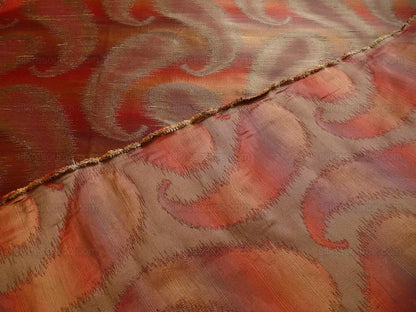 100% Silk Jacquard Hazy Paisley Ikat "tabasco" Red Orange Thick Reversible