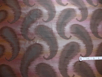 100% Silk Jacquard Hazy Paisley Ikat "java Berry" Purple Deep Red Thick Reversible