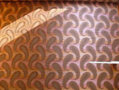 100% Silk Jacquard Hazy Paisley Ikat "java Berry" Purple Deep Red Thick Reversible