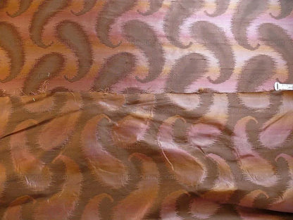 100% Silk Jacquard Hazy Paisley Ikat "java Berry" Purple Deep Red Thick Reversible