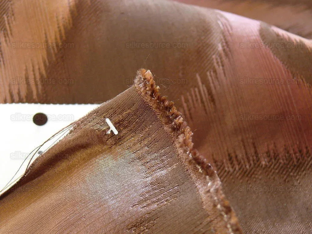 100% Silk Jacquard Hazy Paisley Ikat "java Berry" Purple Deep Red Thick Reversible