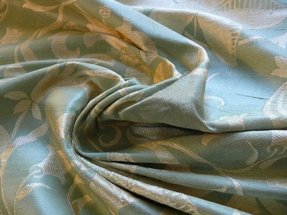 100% Silk Lampas Fairy Tale Pom "seafoam" Blue Aqua Green Cream Josef Frank