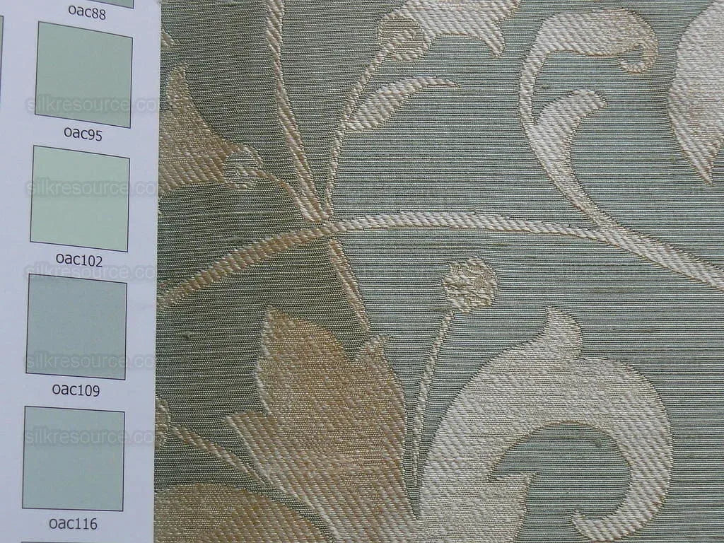 100% Silk Lampas Fairy Tale Pom "seafoam" Blue Aqua Green Cream Josef Frank