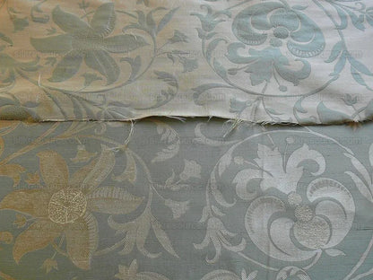 100% Silk Lampas Fairy Tale Pom "seafoam" Blue Aqua Green Cream Josef Frank