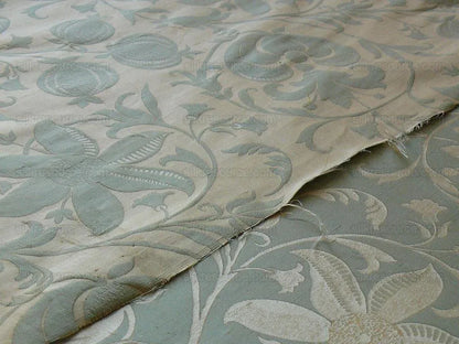 100% Silk Lampas Fairy Tale Pom "seafoam" Blue Aqua Green Cream Josef Frank