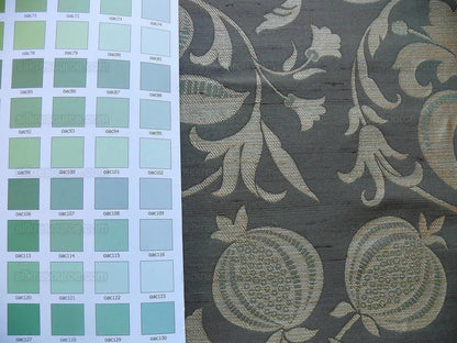 100% Silk Lampas Fairy Tale Pom "spruce" Green Blue Beige Josef Frank