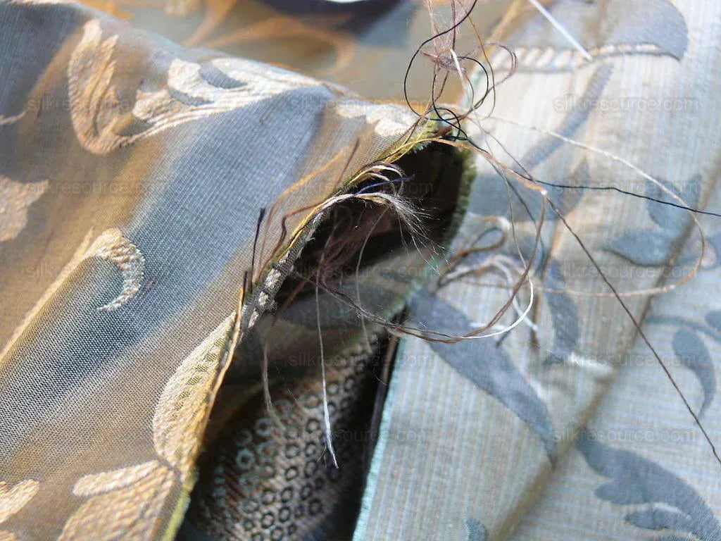 100% Silk Lampas Fairy Tale Pom "spruce" Green Blue Beige Josef Frank