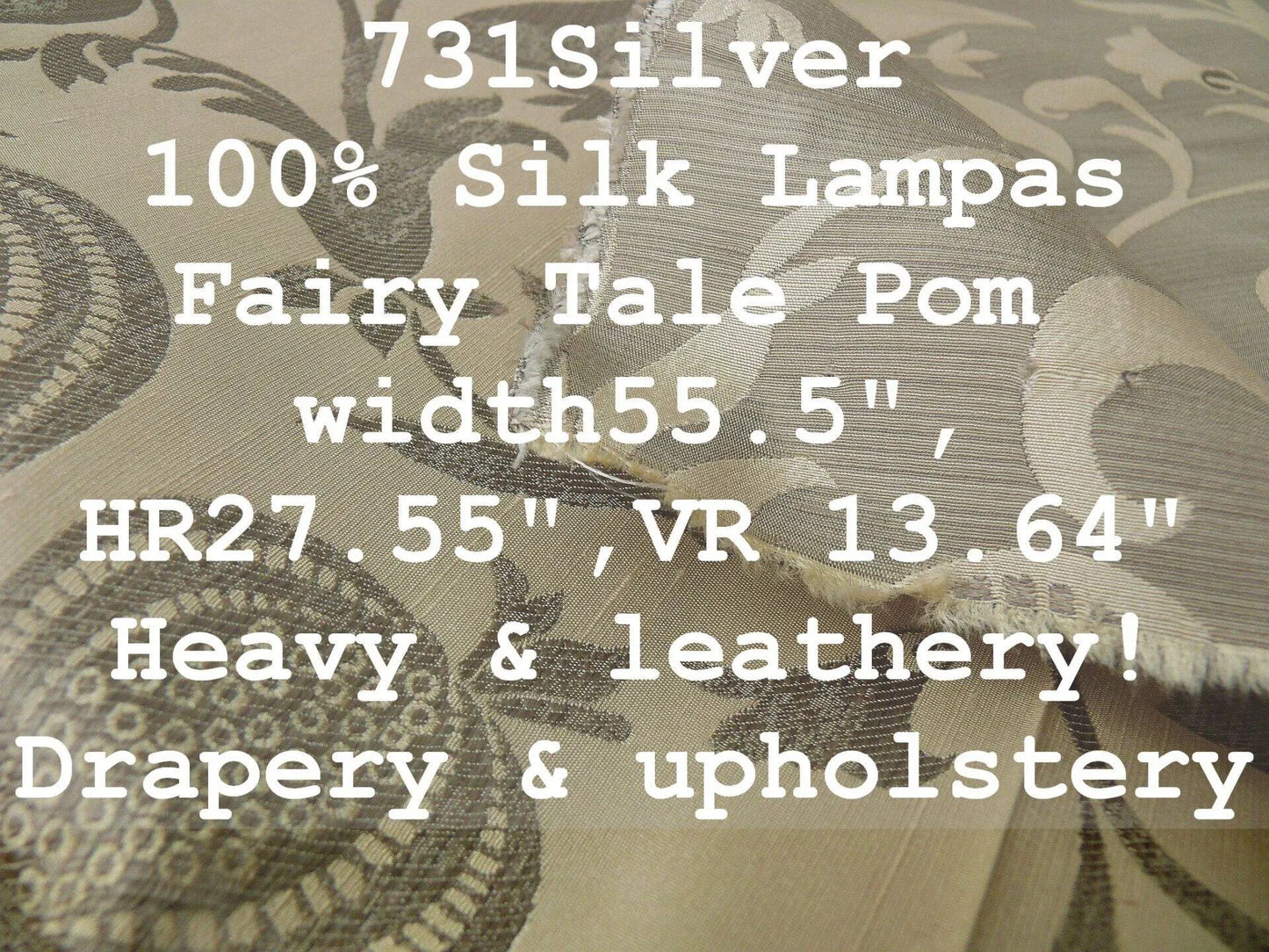 100% Silk Lampas Fairy Tale Pom "silver" Grey Cream White Josef Frank