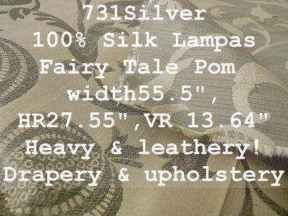 100% Silk Lampas Fairy Tale Pom "silver" Grey Cream White Josef Frank