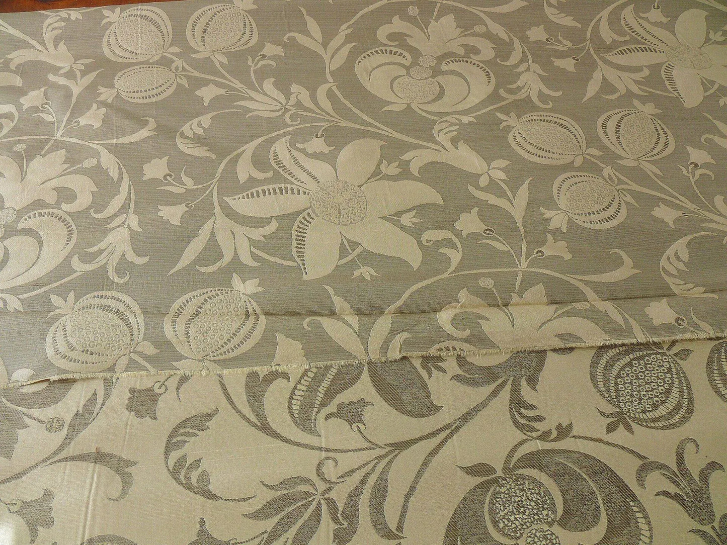 100% Silk Lampas Fairy Tale Pom "silver" Grey Cream White Josef Frank