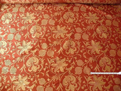 100% Silk Lampas Fairy Tale Pom "russet" Red Gold Josef Frank