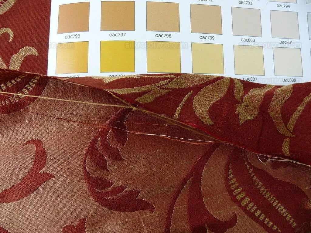 100% Silk Lampas Fairy Tale Pom "russet" Red Gold Josef Frank