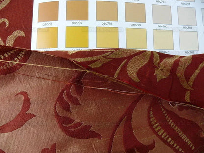 100% Silk Lampas Fairy Tale Pom "russet" Red Gold Josef Frank