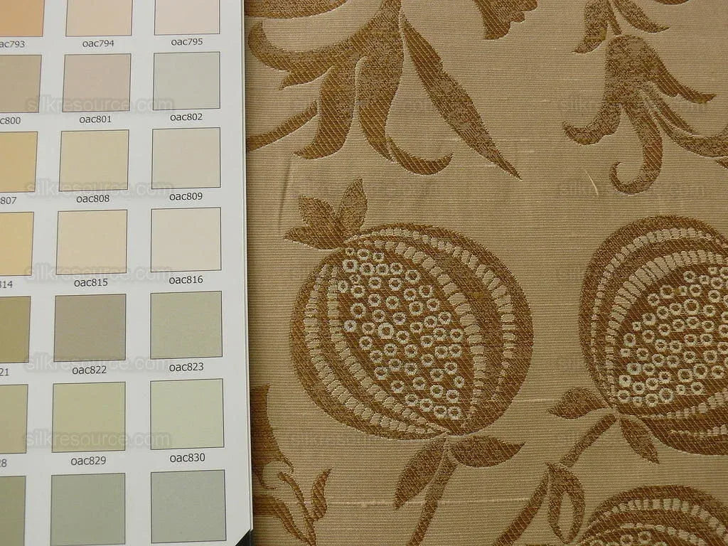 100% Silk Lampas Fairy Tale Pom "antelope" Tan Gold Beige Josef Frank