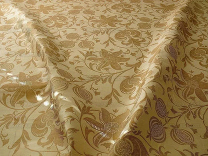 100% Silk Lampas Fairy Tale Pom "antelope" Tan Gold Beige Josef Frank
