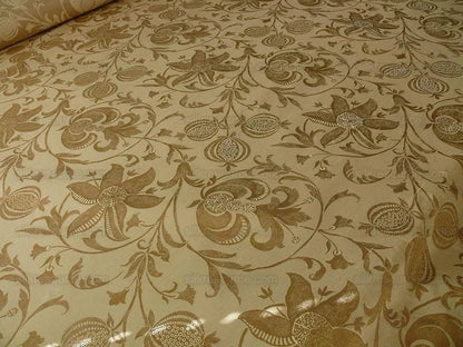 100% Silk Lampas Fairy Tale Pom "antelope" Tan Gold Beige Josef Frank