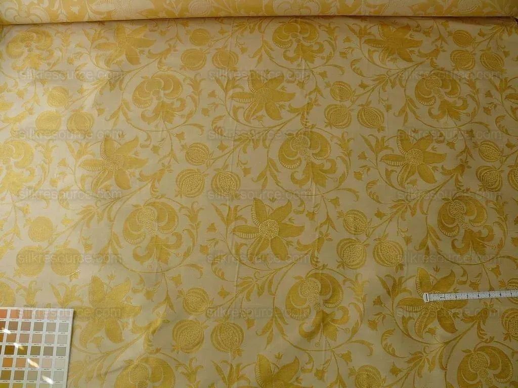 100% Silk Lampas Fairy Tale Pom "gold" Yellow White Josef Frank