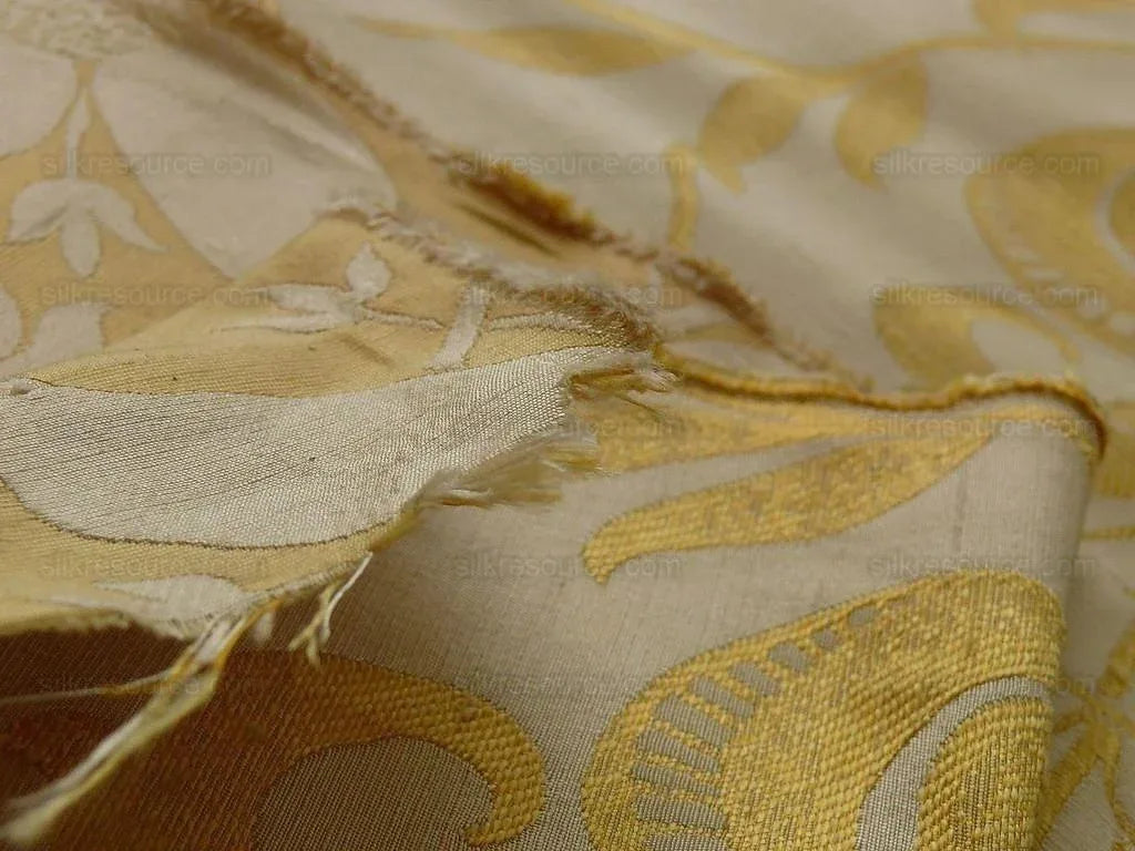 100% Silk Lampas Fairy Tale Pom "gold" Yellow White Josef Frank