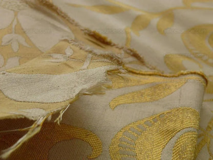 100% Silk Lampas Fairy Tale Pom "gold" Yellow White Josef Frank