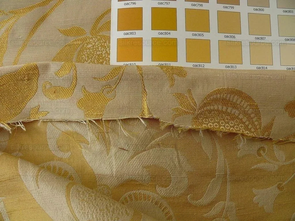 100% Silk Lampas Fairy Tale Pom "gold" Yellow White Josef Frank