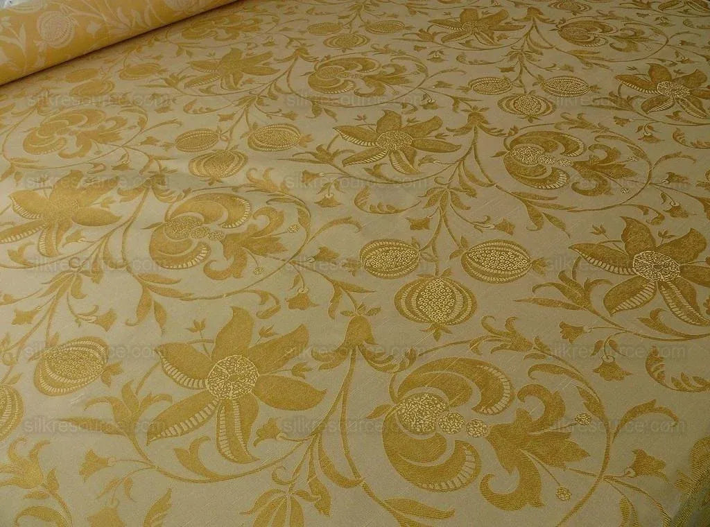 100% Silk Lampas Fairy Tale Pom "gold" Yellow White Josef Frank