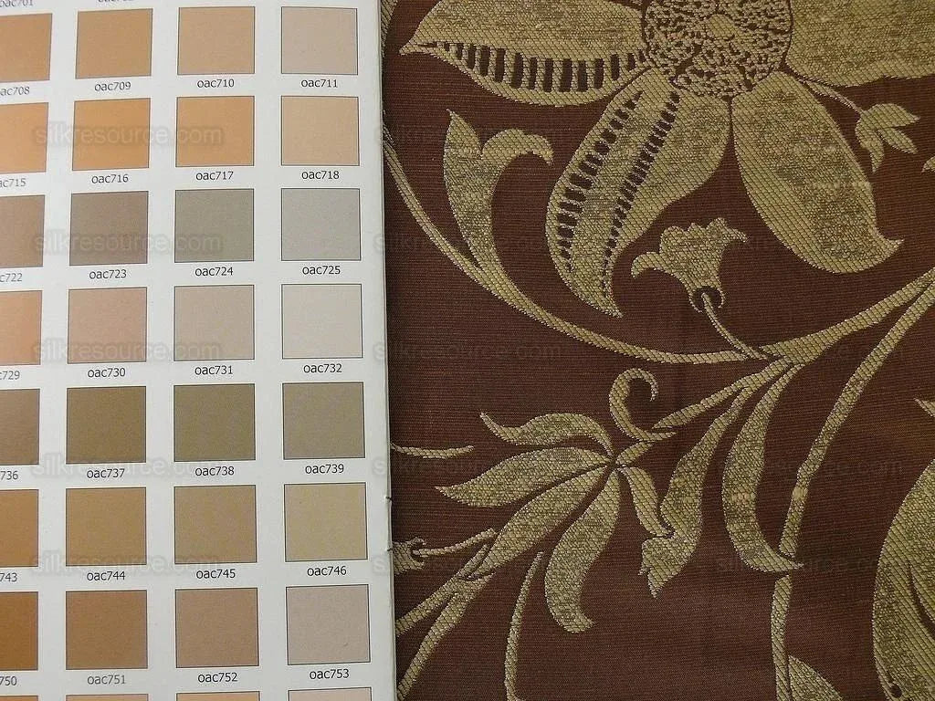 100% Silk Lampas Fairy Tale Pom "sepia" Brown Gold Cream Josef Frank