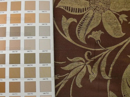 100% Silk Lampas Fairy Tale Pom "sepia" Brown Gold Cream Josef Frank