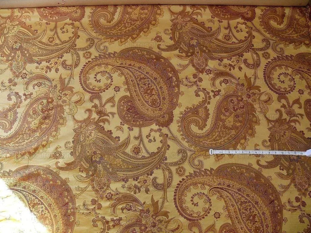 By yard Pindler &amp; Pindler Deandra "branch" Brown 100% Silk Lampas Large Paisley MSRP USD 270/yard