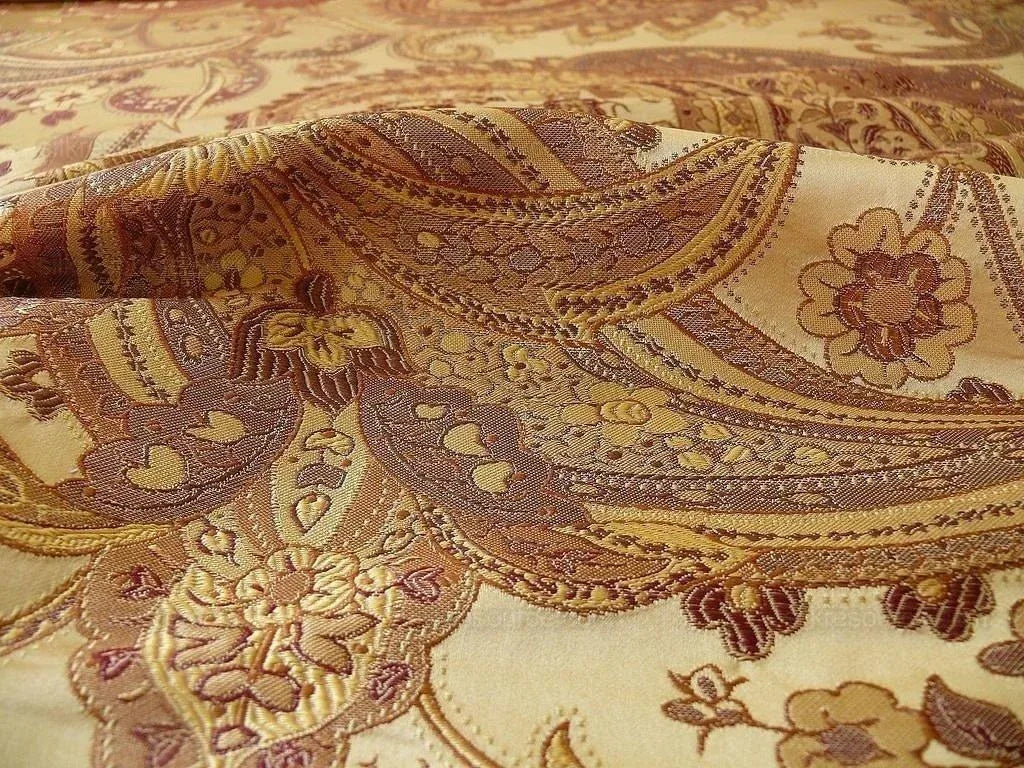 By yard Pindler &amp; Pindler Deandra "branch" Brown 100% Silk Lampas Large Paisley MSRP USD 270/yard