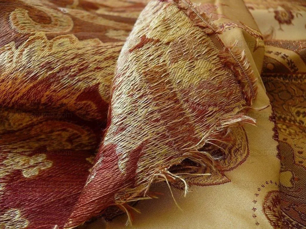 By yard Pindler &amp; Pindler Deandra "branch" Brown 100% Silk Lampas Large Paisley MSRP USD 270/yard