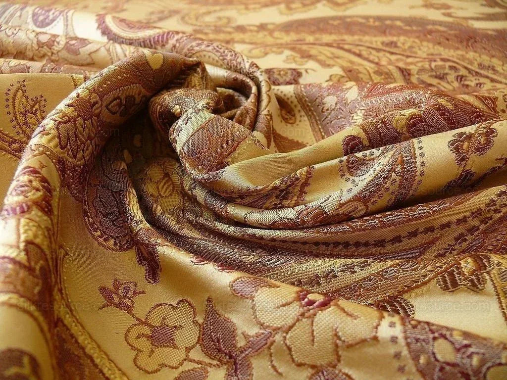 By yard Pindler &amp; Pindler Deandra "branch" Brown 100% Silk Lampas Large Paisley MSRP USD 270/yard